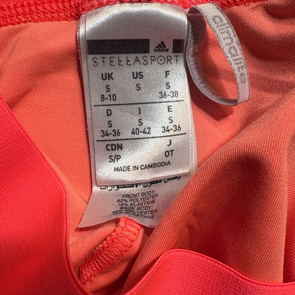 Adidas by Stella McCartney STELLASPORT leggings neon orange/pink  grey cuffs. S - Picture 3 of 6